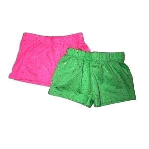 lightning bug sparkly shorts. Size 4 lime green and hot pink pair